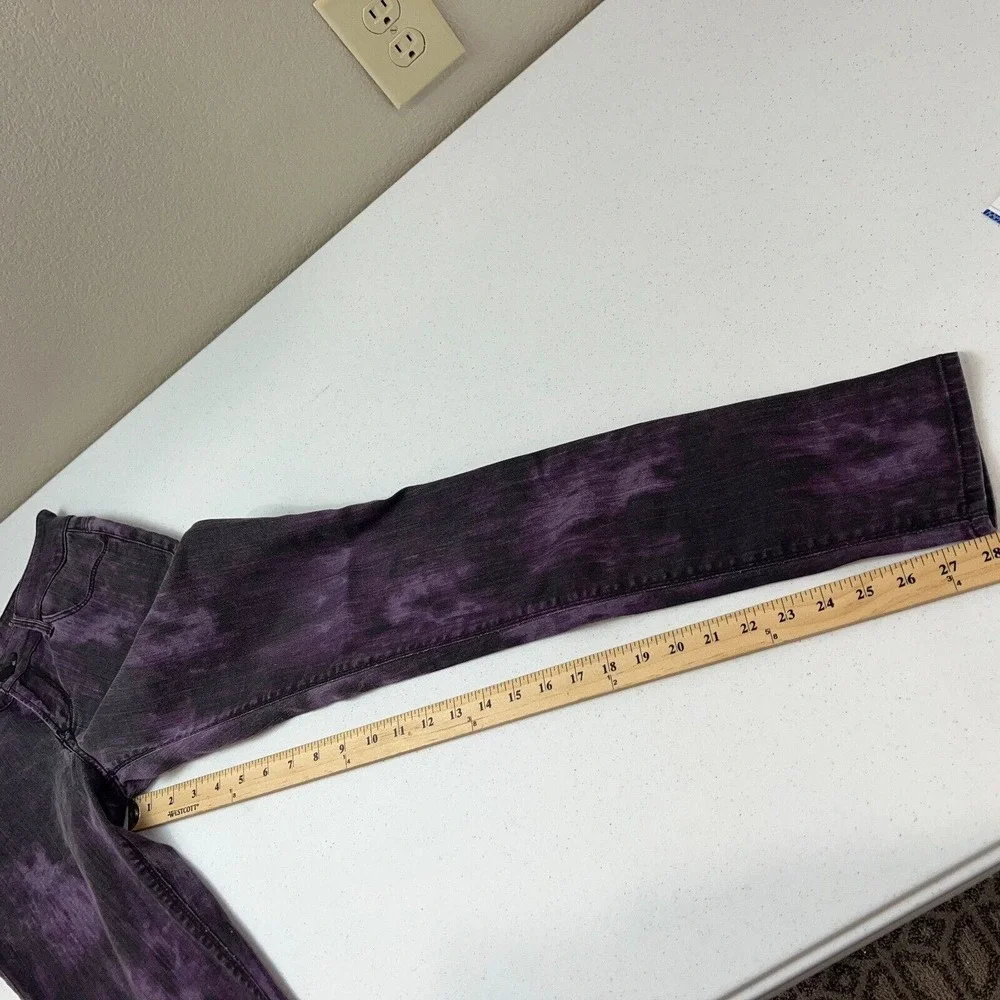 Gray Saks‎ Fifth Avenue Skinny Jeans Actual 26W Ikat Plum Mid Rise Denim